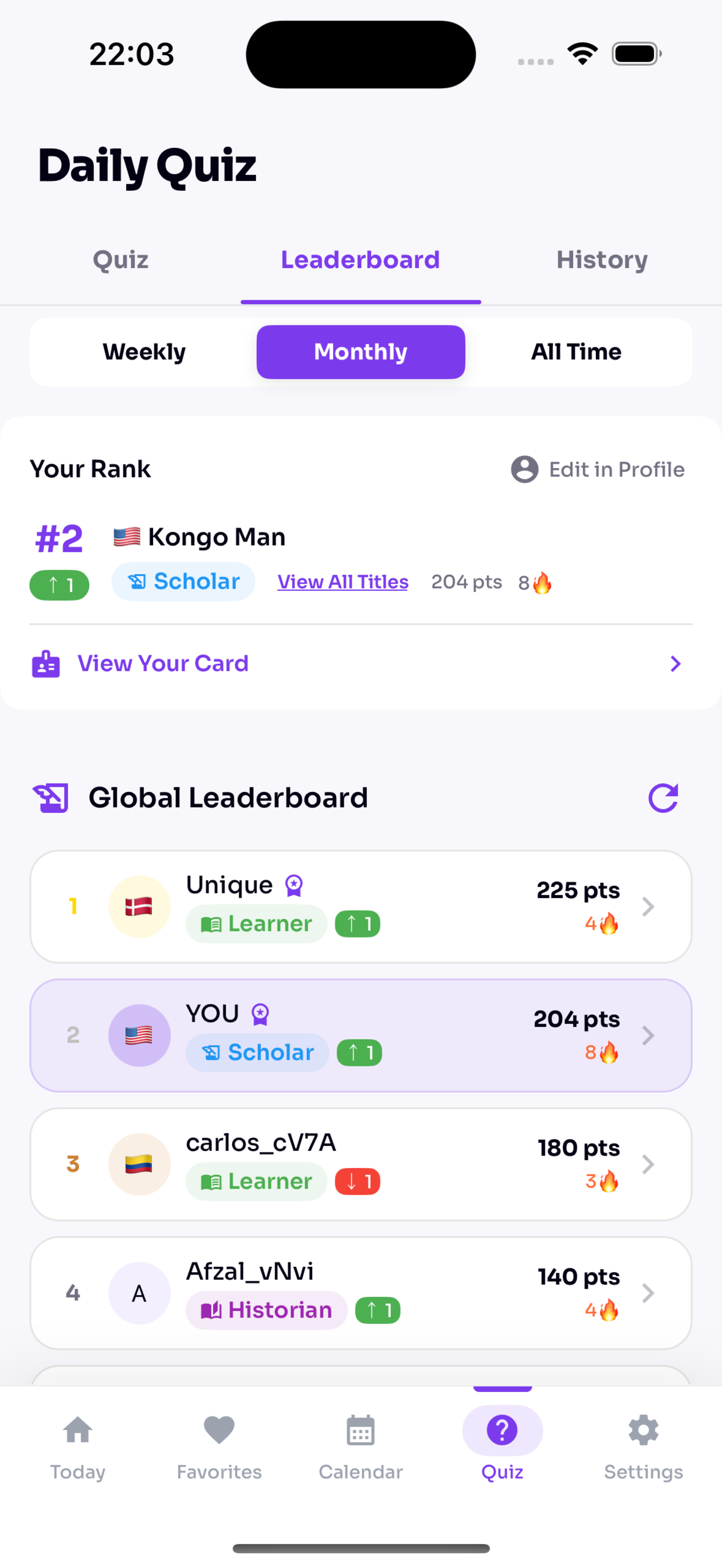 Leaderboard screenshot